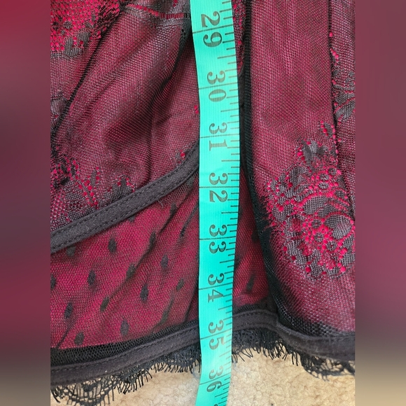 BEBE Bodice Style Black Lace Trimmed  Dress With Pink Underlay. Size Medium - Picture 11 of 12